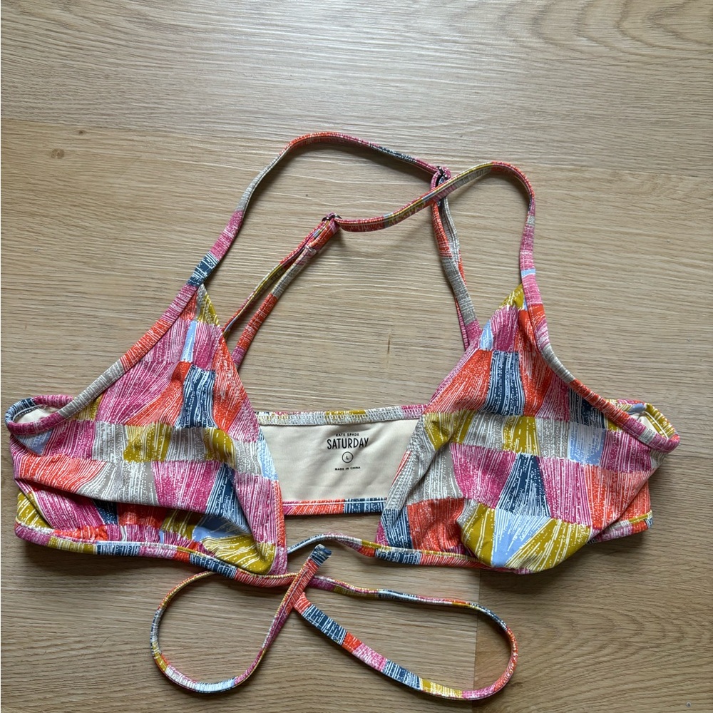 Saturday by Katie Spade Multicolor Striped Bikini Top - Size Large